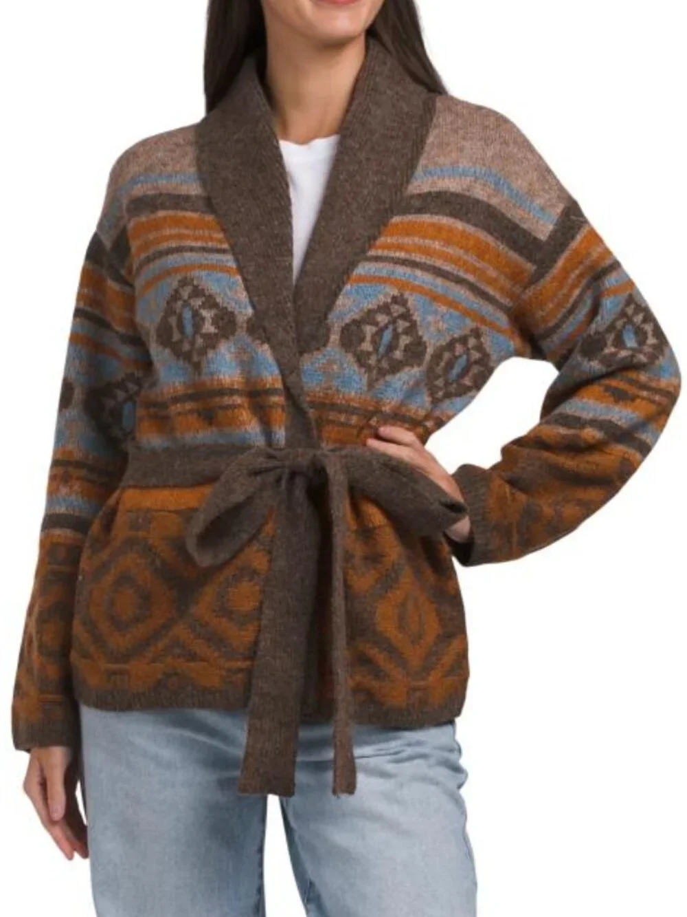 LUCKY BRAND Long Sleeve Pattern Shawl Cardigan